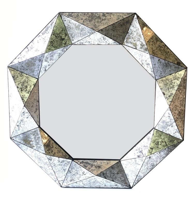 Large Octagonal Silver Eglomise 48" Mirror