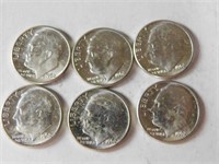 6 Liberty dimes 1962