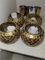 4 candles in mosaic holders