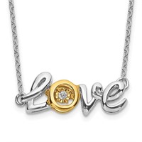 14 Kt- Two-tone LOVE Moving Diamond Necklace