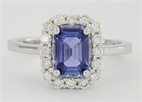 1.35 Ct- Blue Sapphire Diamond Ring 14 Kt