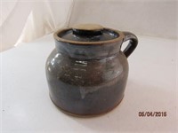 Smal Pottery Stoneware Bean Crock Brown