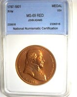 1797-1801 Medal NNC MS69 RD John Adams