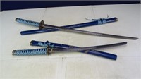 (2) Blue Samurai Swords