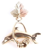 10K YELLOW GOLD DOLPHIN LADIES PENDANT