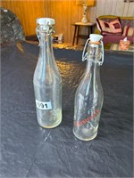 2 Clear Glass Bottles