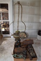 Brass Hanging Hurricane Lamp, Vintage Lantern