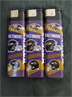 Three new jumbo lighters Baltimore Ravens 6.25 in