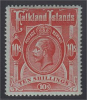 Falkland Islands Stamps #39 Mint HR fresh 10 Shill