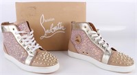 CHRISTIAN LOUBOUTIN LOUIS STRASS FLAT GOLD SHOES