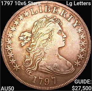 1797 10x6 Stars Lg Letters Draped Bust Dollar