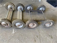Lot of Old Wheels & Axles - Use For Wagons Carts