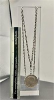 1972 UNC Silver Clad Kennedy necklace 24" chain