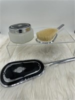 Three piece matching cosmetic set includes small