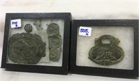 (2) Small Displays of Relics – Badges, pins, Navy