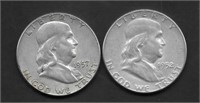 (2) Franklin Silver Half Dols., Vars. Yrs/Mints