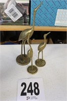 Set of (3) Brass Bird Decor