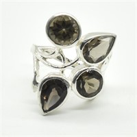 Silver Smokey Quartz(5.05ct) Ring