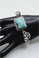 Sterling Silver Square Turquoise Bracelet