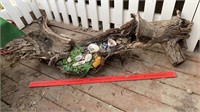 Decorative Wood Stump Yard Art w/ Shells