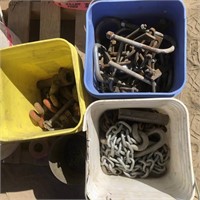 3 buckets Clevises, Misc Bolts & Chain