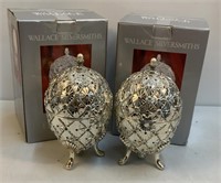 (2) Wallace Silver 2001 Musical Holiday Eggs