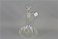 Cut Glass Decanter Laterally Flattened