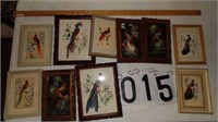 10 Small Feather Bird Pictures In Carved Frames