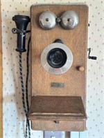 Antique Oak Wall Telephone, buyer must remove
