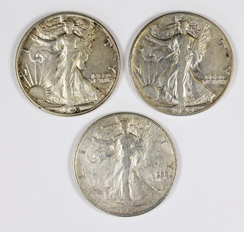 (3) WALKING LIBERTY HALF DOLLARS