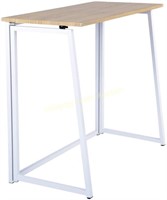 FurnitureR White Folding Metal Framed Table