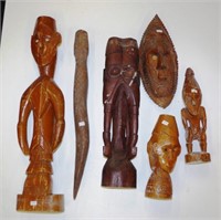 Group six Oceania carved wood pieces