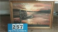 Gorgeous large framed sunset painting