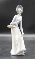 Lladro Standing Woman with  Flowers Figure