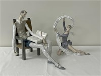 2 Lladro Figurines - Man w/ Book & Dancer
