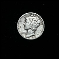 NEAR UNC 1935 90% SILVER MERCURY DIME 10C COIN