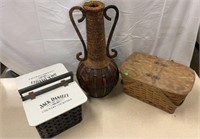 Wicker Vase & Picnic Baskets