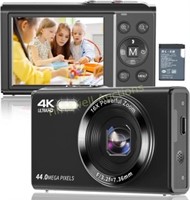 4K 44MP Kids Digital Camera  16X Zoom  2.4 Inch