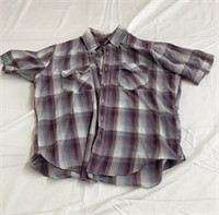 Short sleeve button up western shirt, large