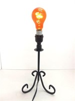 Table lamp works curled feet shade & orange bulb