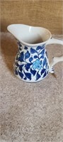 Old Blue and White Flower Pitcher