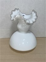 White Ruffled Glass Vase