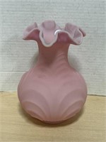 Fenton Frosted Pink Glass Vase