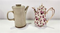 (2) Tea Pots 9" & 10" tall, the Stoneware Tea pot
