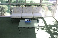 Wrought-Iron Patio Sofa and Table