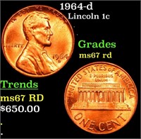 1964-d Lincoln Cent 1c Grades GEM++ Unc RD