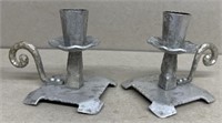 Hammered aluminum candleholders