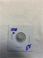1858 silver Half dime