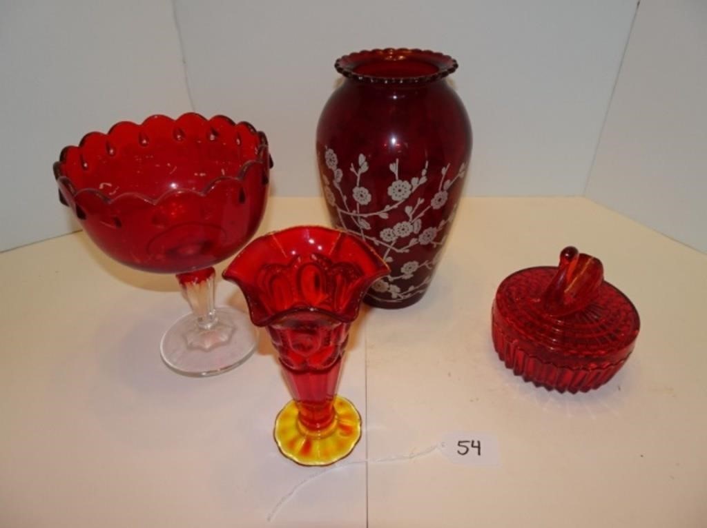 Ruby Red Glass Lot