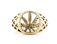 9ct Yellow gold "Cannabis" ring